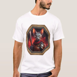 Camiseta Guerreiro de Gato Esfinge Fantasia em Moldura
