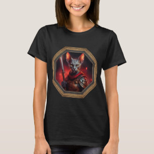 Camiseta Guerreiro de Gato Esfinge Fantasia em Moldura