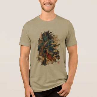 Camiseta Guerreiro Demônio Oni Azul | Mitologia Yokai Japon