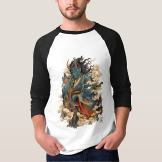 Camiseta Guerreiro Demônio Oni Azul | Mitologia Yokai Japon
