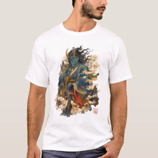 Camiseta Guerreiro Demônio Oni Azul | Mitologia Yokai Japon