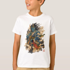 Camiseta Guerreiro Demônio Oni Azul | Mitologia Yokai Japon