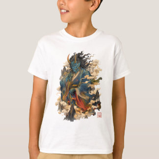 Camiseta Guerreiro Demônio Oni Azul | Mitologia Yokai Japon