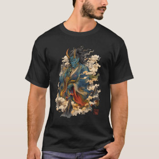 Camiseta Guerreiro Demônio Oni Azul | Mitologia Yokai Japon