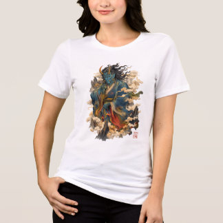 Camiseta Guerreiro Demônio Oni Azul | Mitologia Yokai Japon