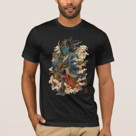 Camiseta Guerreiro Demônio Oni Azul | Mitologia Yokai Japon