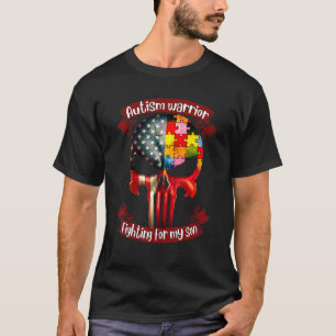 Camiseta Guerreiro do Autismo Lutando Pelo Meu Filho Caveir