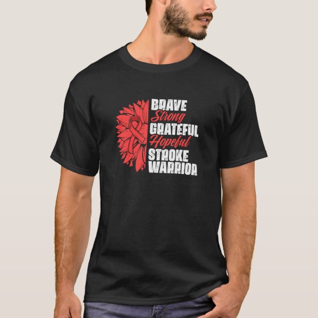 Camiseta Guerreiro do AVC Sobrevivente do AVC Fita Vermelha (Frente)