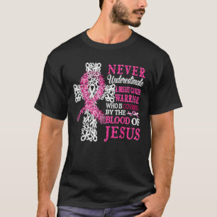 Camiseta Guerreiro do Cancer da Mama Nunca Subestime O Bloo
