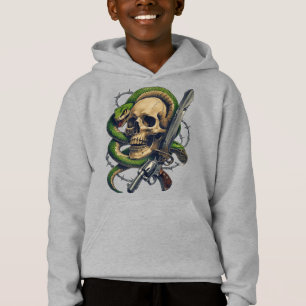 Camiseta Guerreiro do crânio e Cobra - Gunslinger Gótico Es