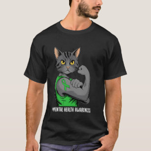Camiseta Guerreiro do Gato da Consciência da Saúde Mental F