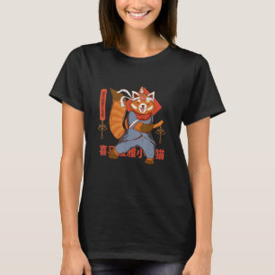 Camiseta Guerreiro do Panda Vermelha Japonês
