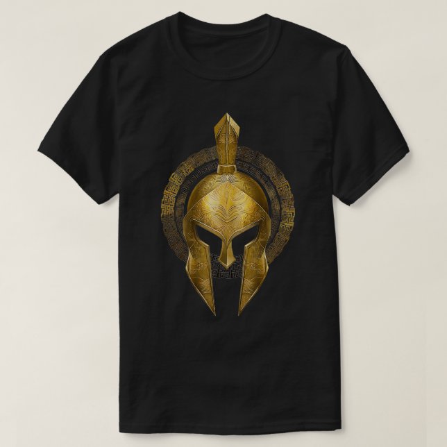 Camiseta Guerreiro Dourado do Helmet Spartan Esparta Grego (Frente do Design)