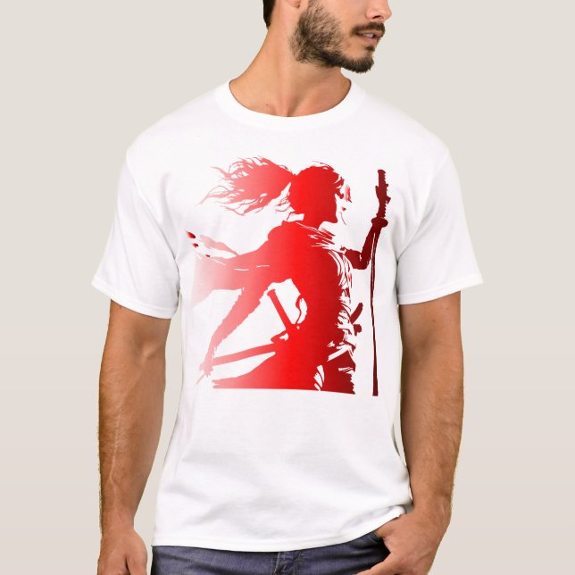 Camiseta Guerreiro em vermelho - Escoteira feminina de ener (Frente)
