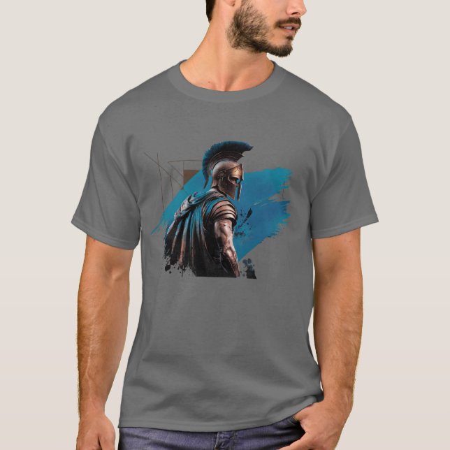 Camiseta Guerreiro espartano em azul (Frente)