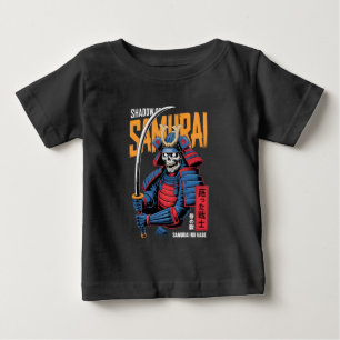 Camiseta Guerreiro Esqueleto Samurai Sombra em Armadura Azu