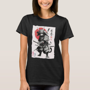 Camiseta Guerreiro Felino em Armadura Japonesa Gato Samurai