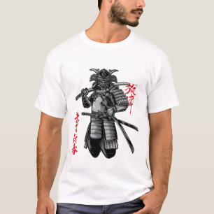 Camiseta Guerreiro feroz Samurai - Arte Bushido Japonesa