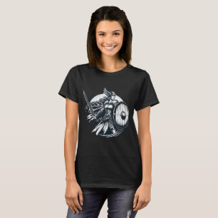 Camiseta Guerreiro feroz Valkyrie - Arte da Linha Norse Myt