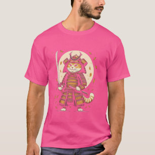 Camiseta Guerreiro Gato Samurai Japonês Retro Ninja Men Gir