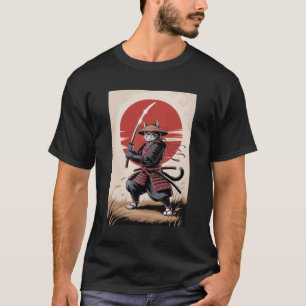 Camiseta Guerreiro Gato Samurai Japonês Vintage