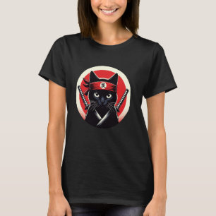 Camiseta Guerreiro Gato Samurai Katana Arte Ninja Japonês