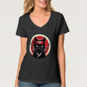 Camiseta Guerreiro Gato Samurai Katana Arte Ninja Japonês