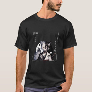 Camiseta Guerreiro Gato Samurai Vintage Japonês Ninja Gato