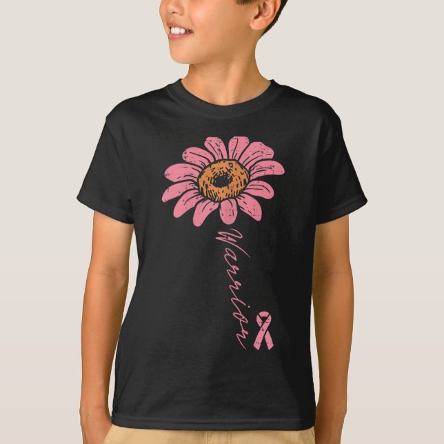 Camiseta Guerreiro Girassol Fita Rosa Fita Cancer de Mama A (Frente)