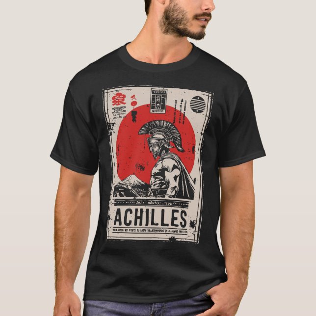 Camiseta Guerreiro Grego com Sol Vermelho | Aquiles mitolog (Frente)