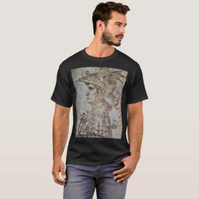 Camiseta Guerreiro Helmado de Leonardo  (Da Vinci’s Ancient Warrior Sketch Graphic T-Shirt  100%  cotton unisex standard fit. 

 
)