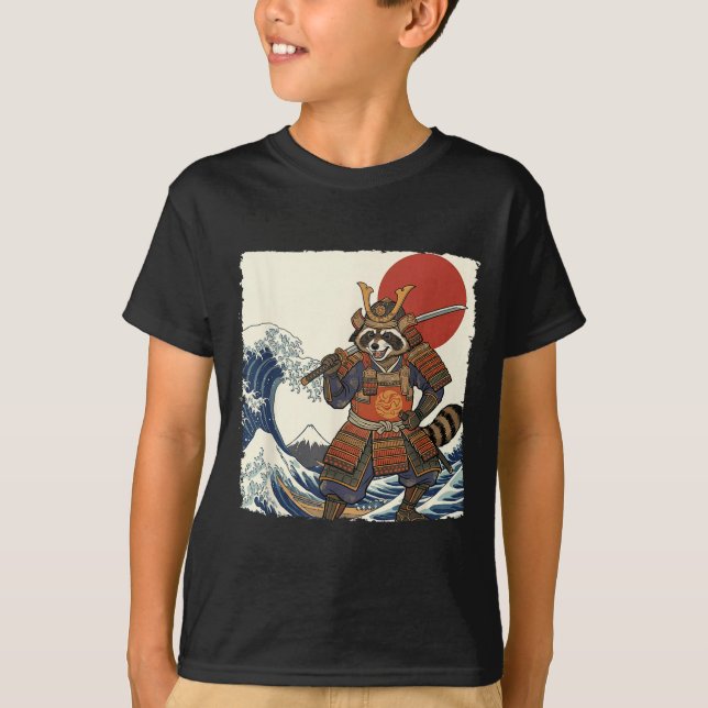 Camiseta Guerreiro japonês mapache samurai engraçado &amp;  (Frente)