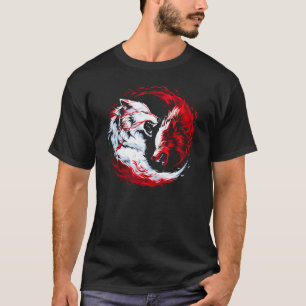 Camiseta Guerreiro Lobo Cósmico Branco Vermelho