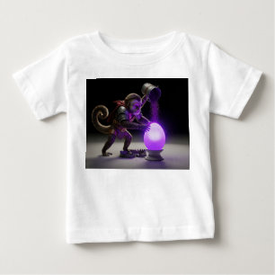 Camiseta Guerreiro Macaco Derramando Poeira Mágica Roxa em