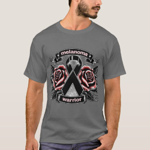Camiseta Guerreiro Melanoma - Rosa de tatuagem e Fita AwaT-