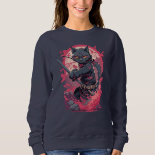 Camiseta Guerreiro Ninja Gato Preto Cute Fire Splash