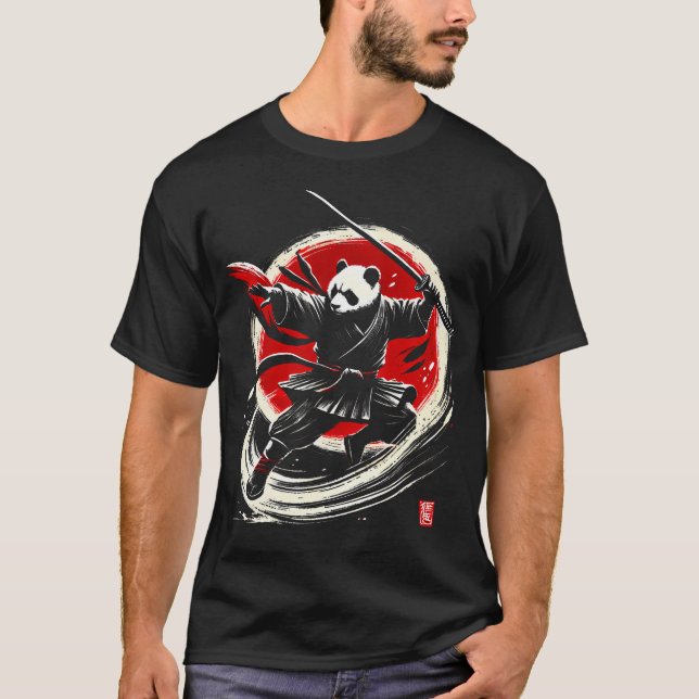 Camiseta Guerreiro Ninja Samurai Japonês Panda (Frente)