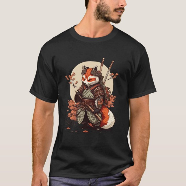 Camiseta Guerreiro Raposa Samurai Japonês Ninja Raposa Kawa (Frente)
