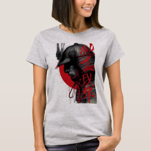 Camiseta Guerreiro Samurai Arisco Sol Vermelho Tinta Japone
