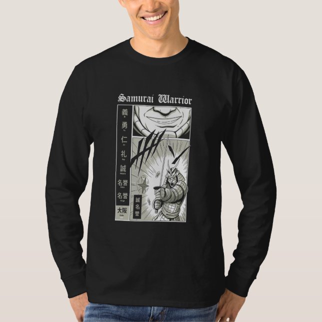Camiseta Guerreiro Samurai Bushido Retro com espada Katana (Frente)