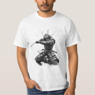 Camiseta Guerreiro Samurai em Ação Arte Japonesa Cerâmica 