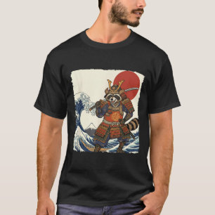 Camiseta Guerreiro samurai guaxinim engraçado &amp; arte ja
