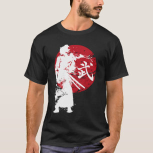 Camiseta Guerreiro Samurai Japonês Retro Japão Calliografia
