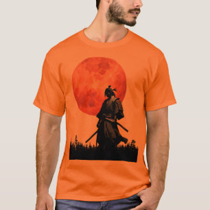 Camiseta Guerreiro Samurai Sob a Lua Vermelha