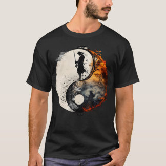 Camiseta Guerreiro Samurai Yin Yang Sombra Fogo Japonês