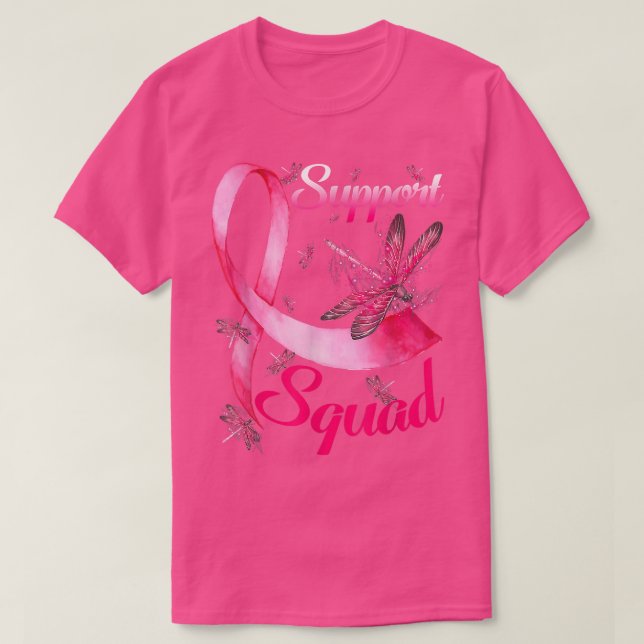Camiseta Guerreiro Suporta Cancer da Mama de Dragonfly em E (Frente do Design)