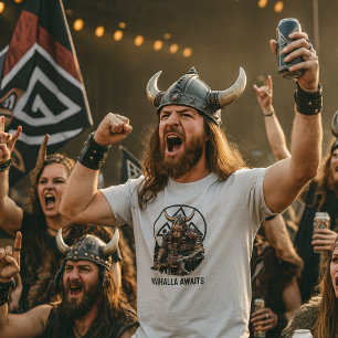 Camiseta Guerreiro Viking Valhalla Aguarda Gráfico Valknut