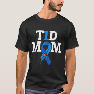 Camiseta Guerreiros da diabetes tipo 1 mãe t1d fita azul