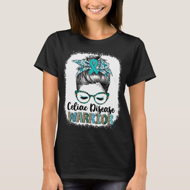 Camiseta Guerrera da Doença Celíaca Coque Desgrenhado (Frente)