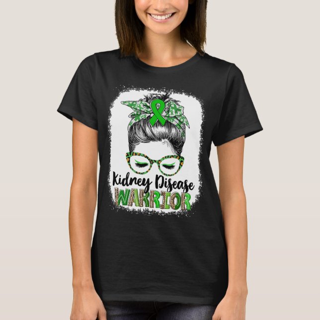 Camiseta Guerrera da Doença Renal Coque Desgrenhado (Frente)